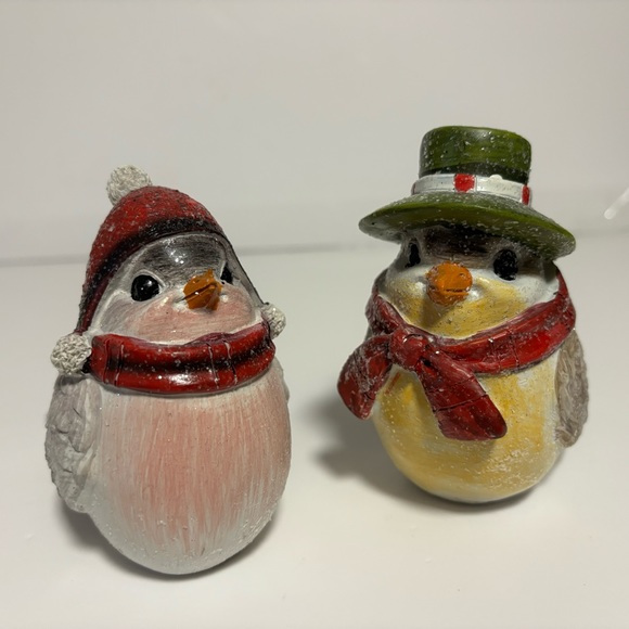 Kirklands Resin Birds of Winter Wearing Scarves Hats Set of 2  LIKE NEW Decor - Picture 13 of 16